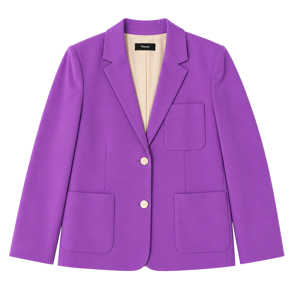 Theory Shrunken Single-Breasted Patch Pocket Blazer in Bright Peony 1