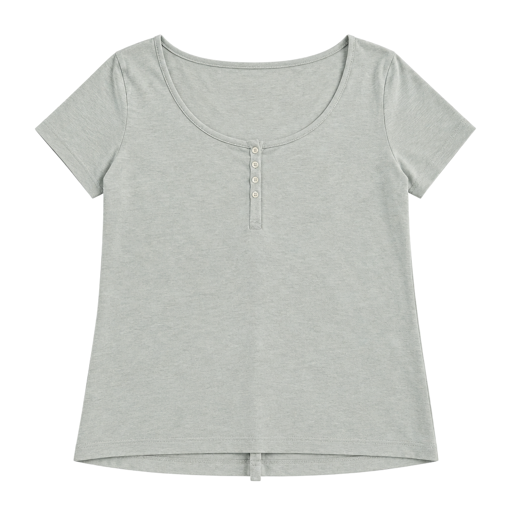 H&M Button Front Scoop Neck T-Shirt Size L 1