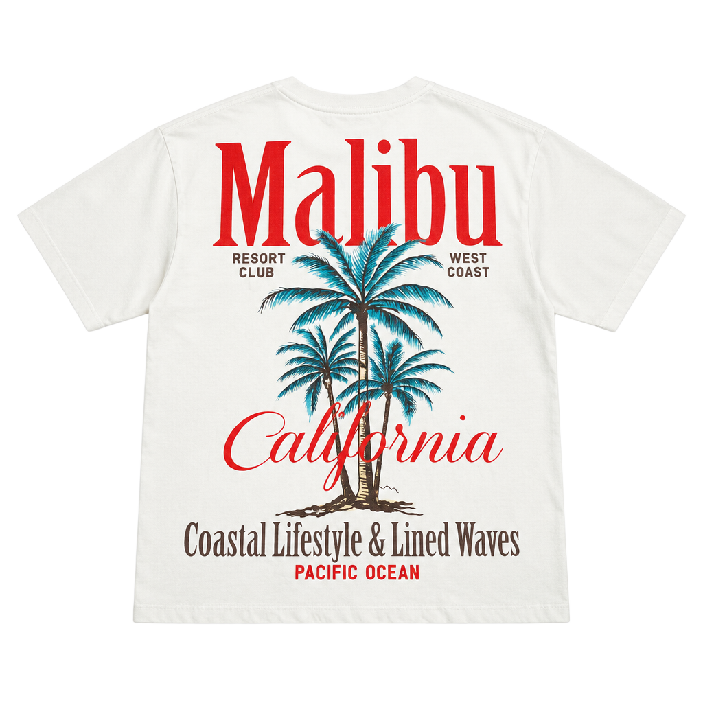 Malibu California T-Shirt Off White Graphic 1