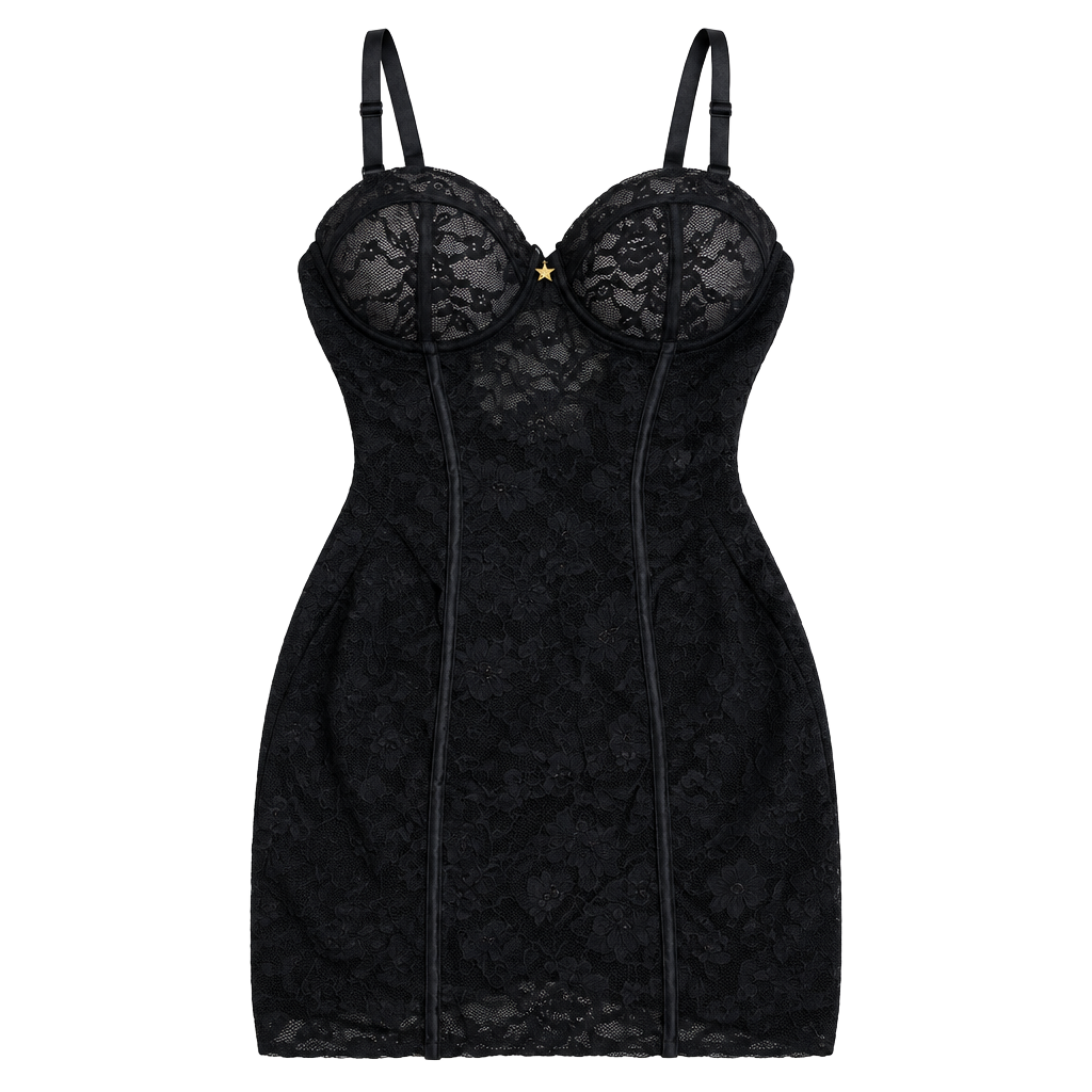 Fame Lace Chemise Size M Black 1
