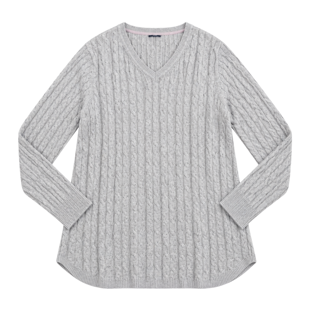 Kim Rogers Cable V-Neck Sweater Size 2X Lilac 1