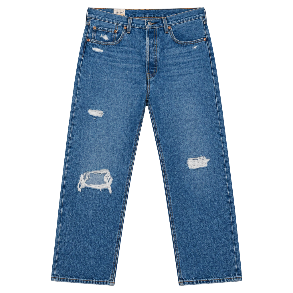 Levi's 501 Original Cropped Jeans Size 30x26 Distressed High Rise Blue Denim 1