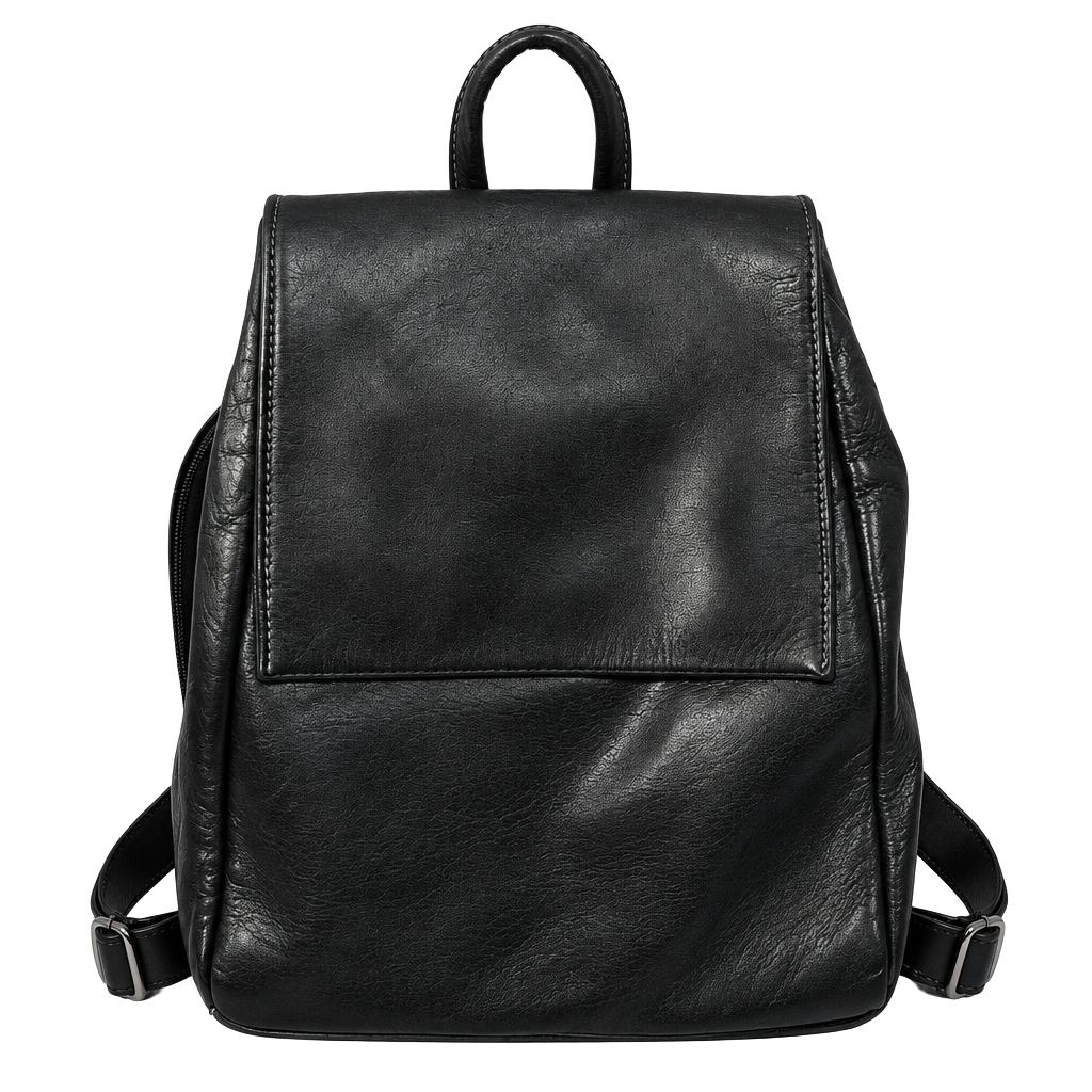 Perlina Black Leather Mini Backpack Purse 1