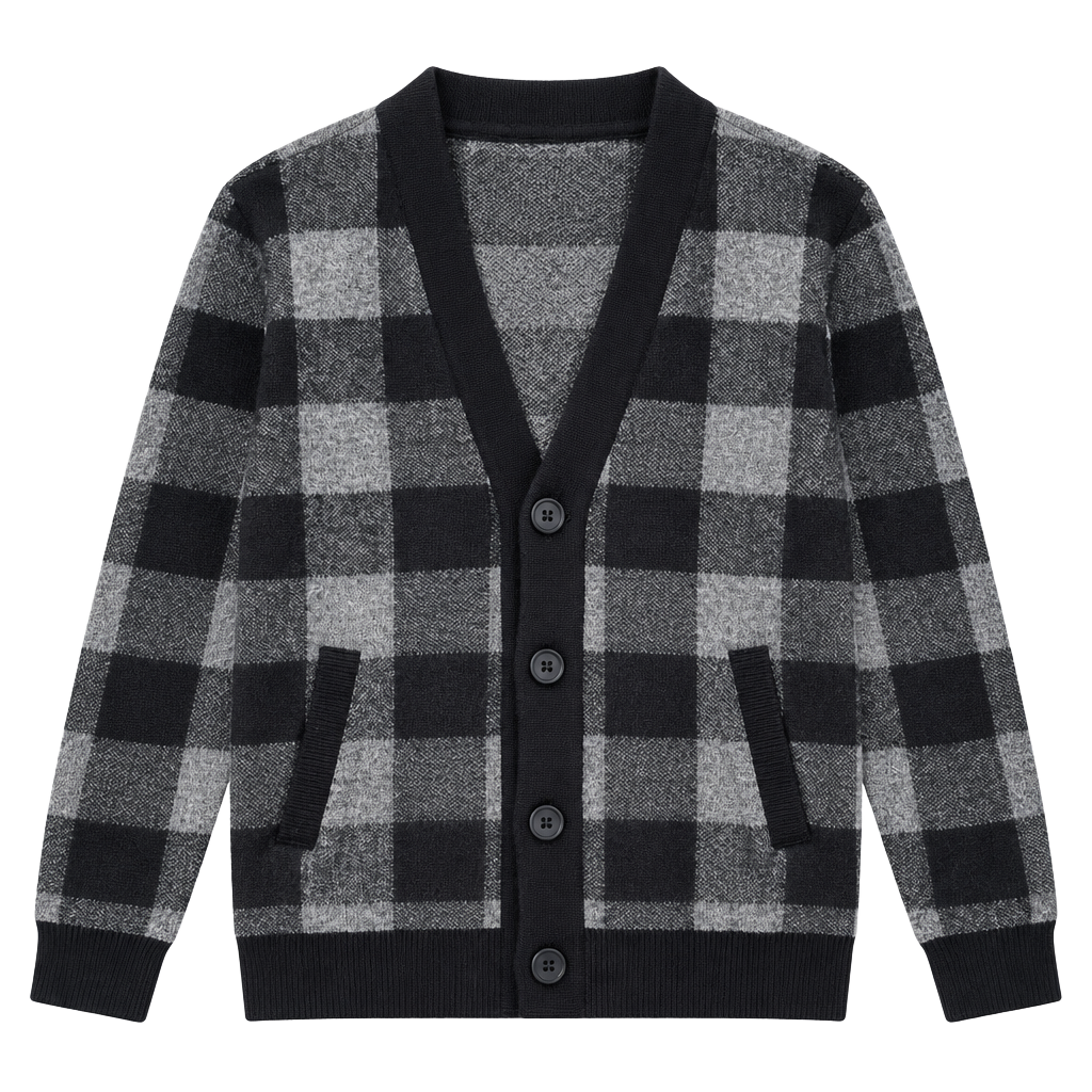 Abercrombie Kids Cardigan Size 5/6 Black Gray Plaid 1
