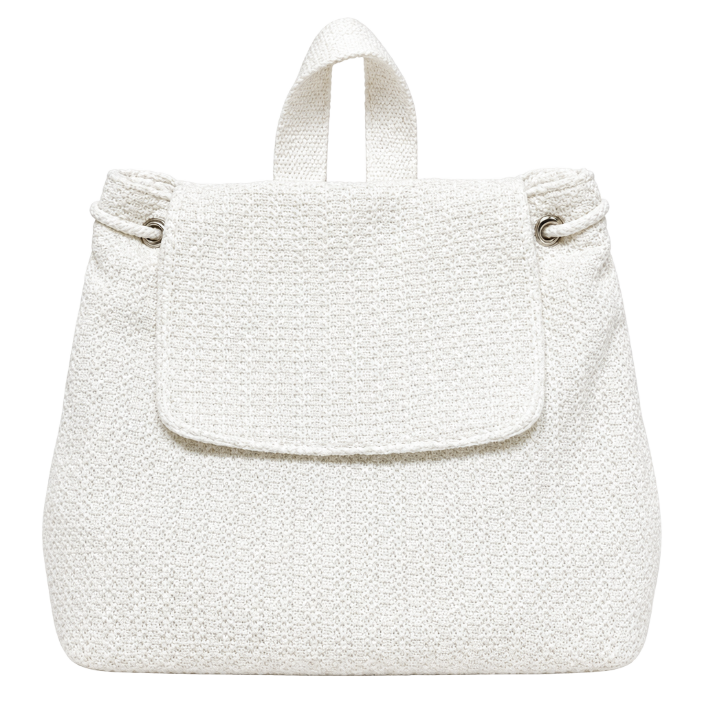 Abercrombie & Fitch White Woven Drawstring Backpack 1