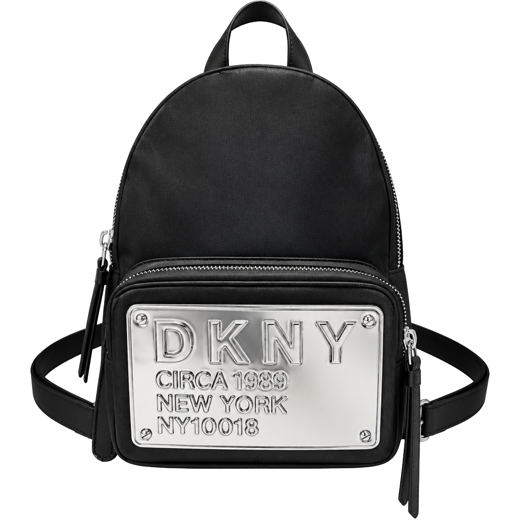 DKNY 10018 Backpack Size 1SZ Black Silver Logo 1
