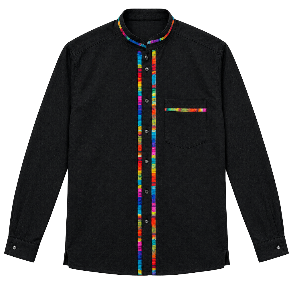 Unbranded Mexican Artisan Shirt Size M Black Long Sleeve 1