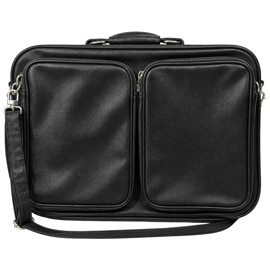 Vintage Black Faux Leather Travel Briefcase Garment Bag 1
