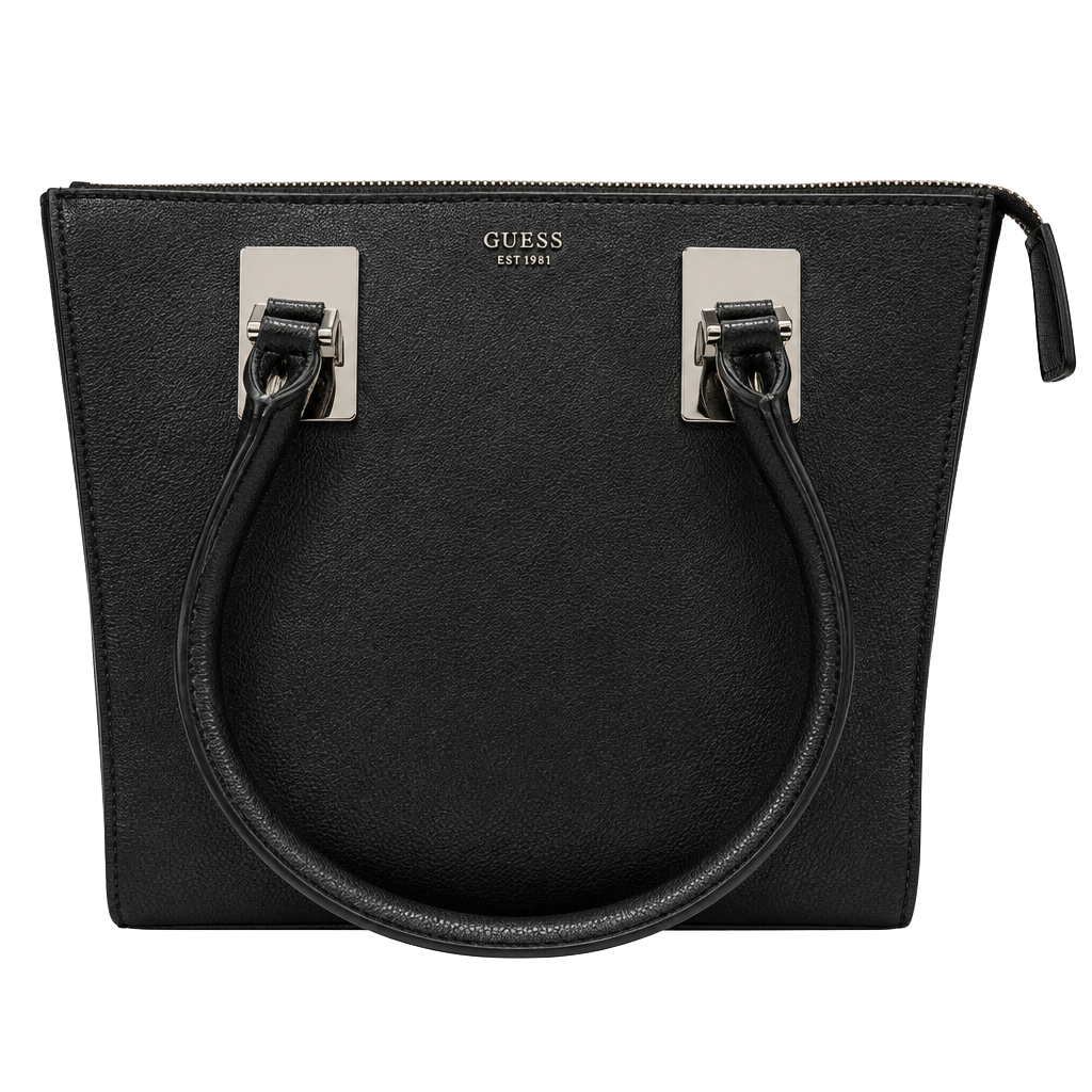 Guess Gabi Society Satchel Black Faux Leather Handbag 1