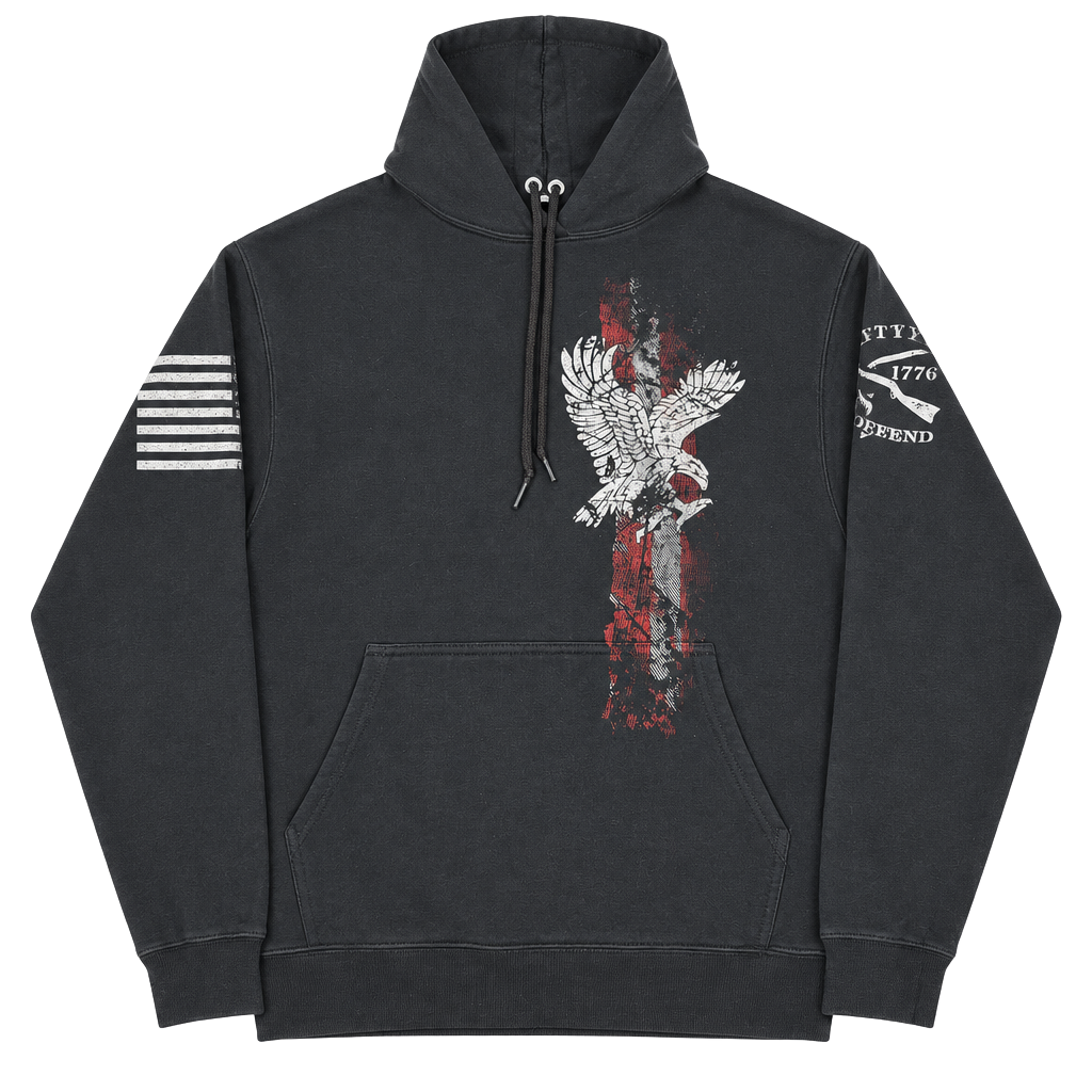 Grunt Style Hoodie Size Medium Black Eagle US 1776 American Flag 1