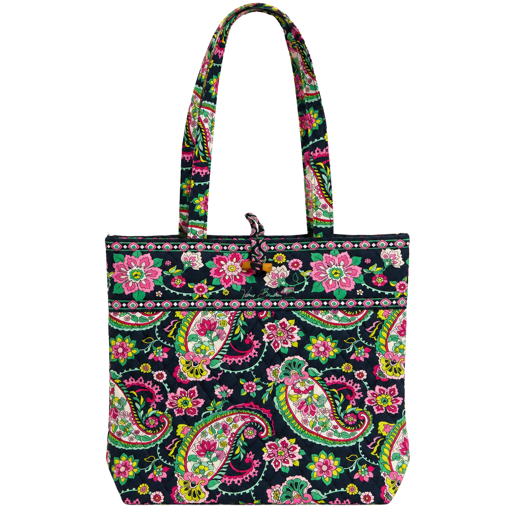 Vera Bradley Quilted Tote Bag Petal Paisley Black Floral 1
