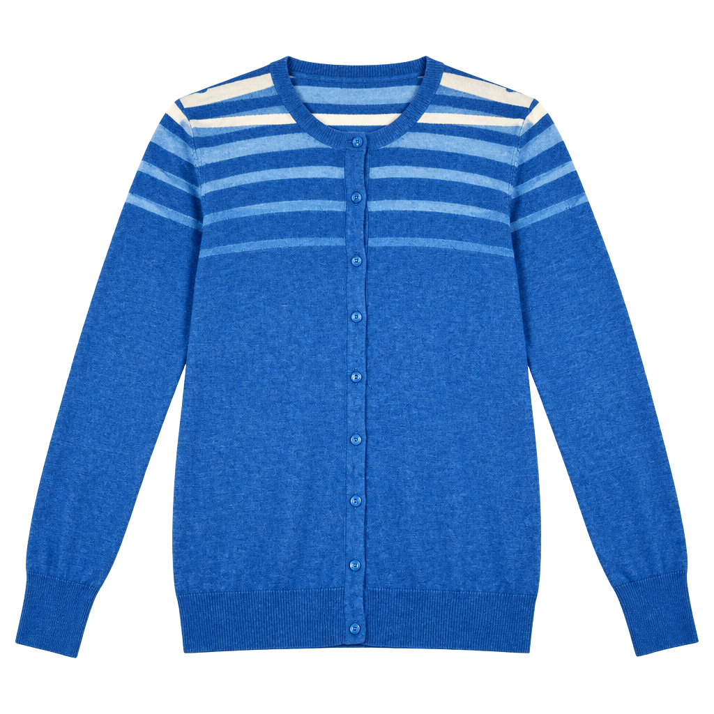 Karson & Taylor Blue Sheer Stripe Cardigan Size M 1