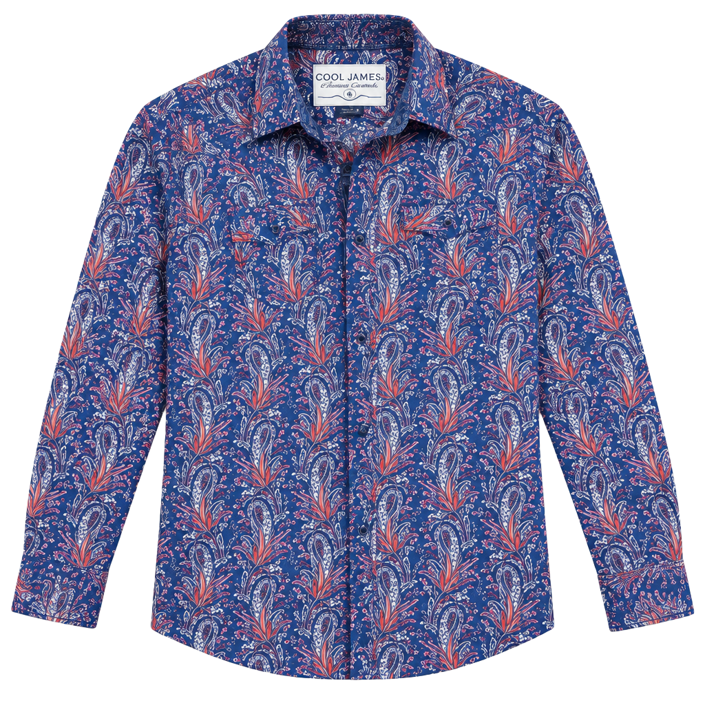 Cody James Jefferson Paisley Print Long Sleeve Western Shirt Size boys M. 1