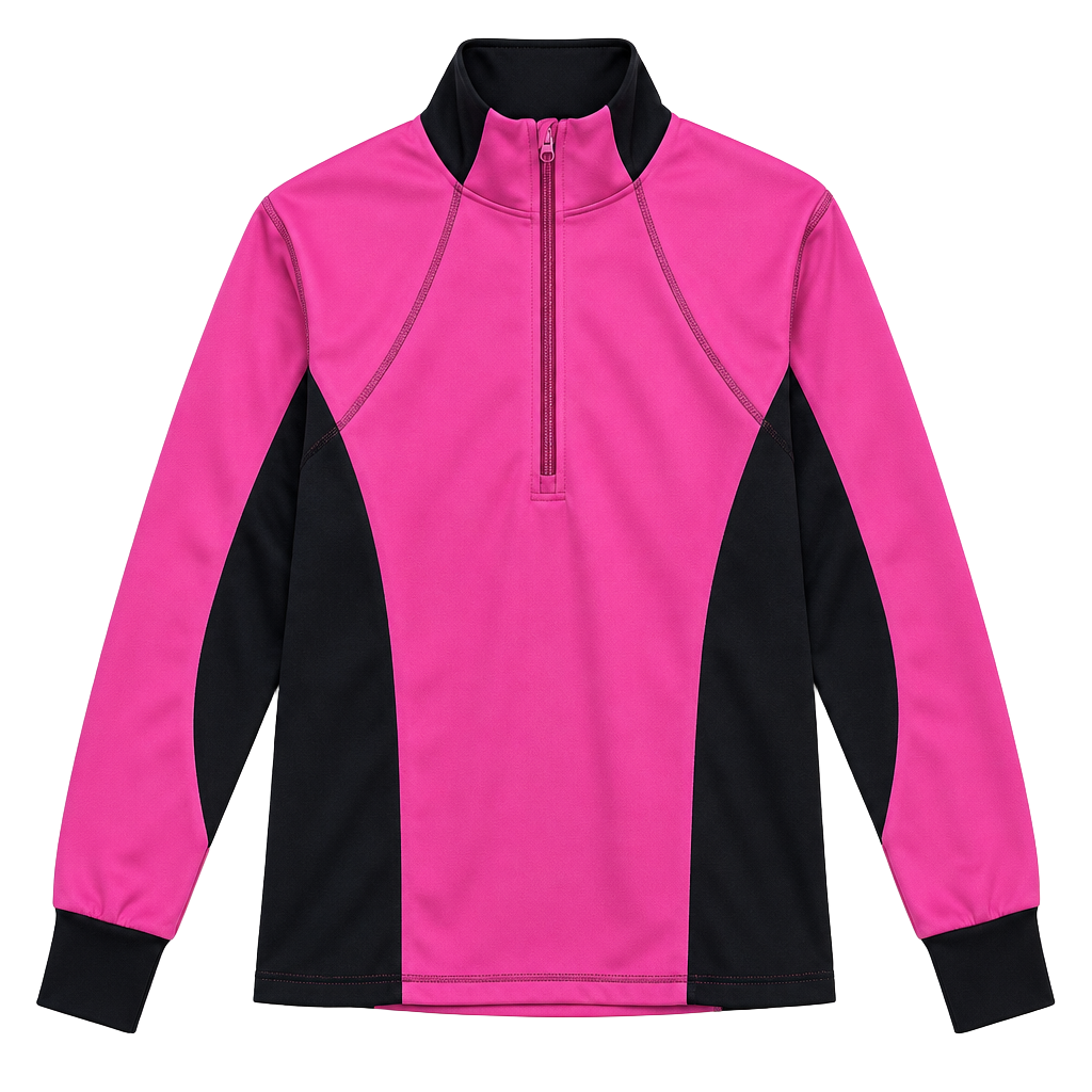 Ariat 1/4 Zip Pullover Size Large Pink Black Cold Series Activewear 1