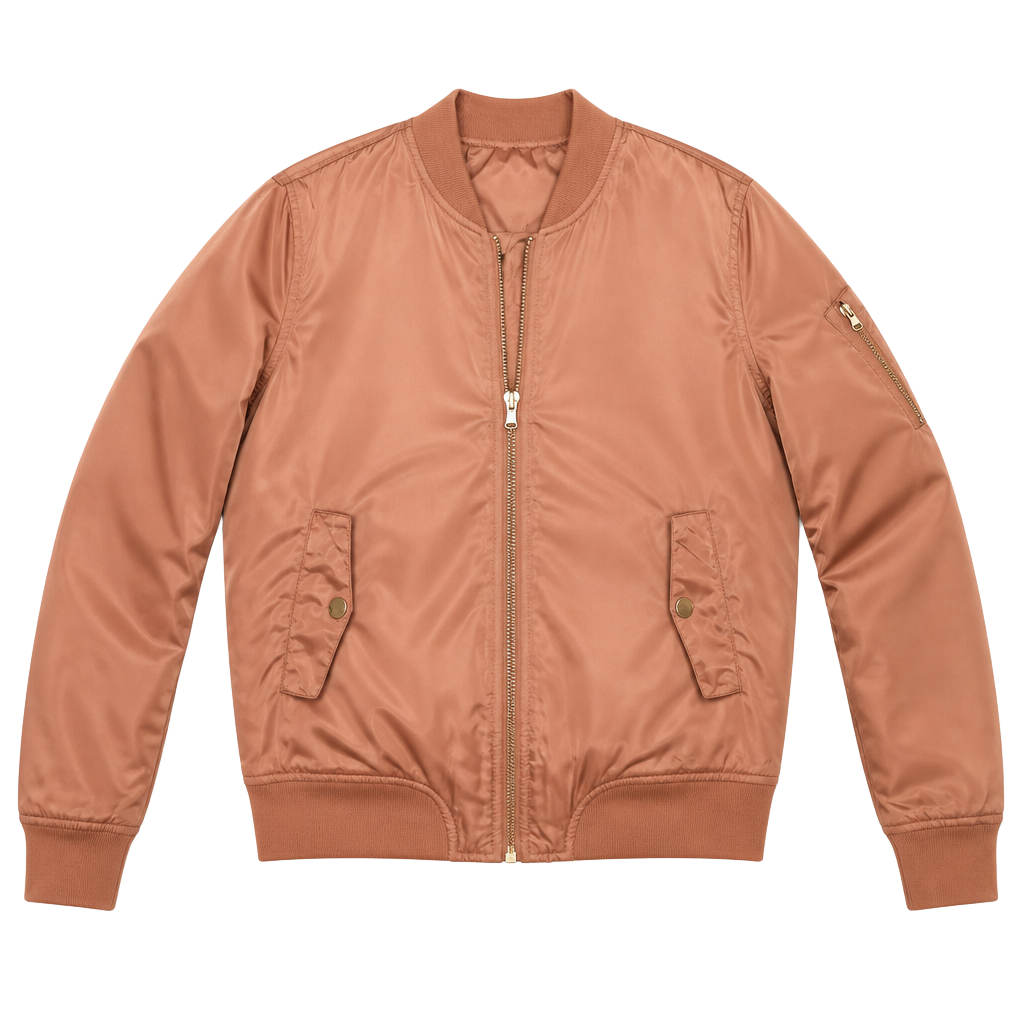 Ci Sono by Cavalini Rose Gold Satin Bomber Jacket Size Medium 1