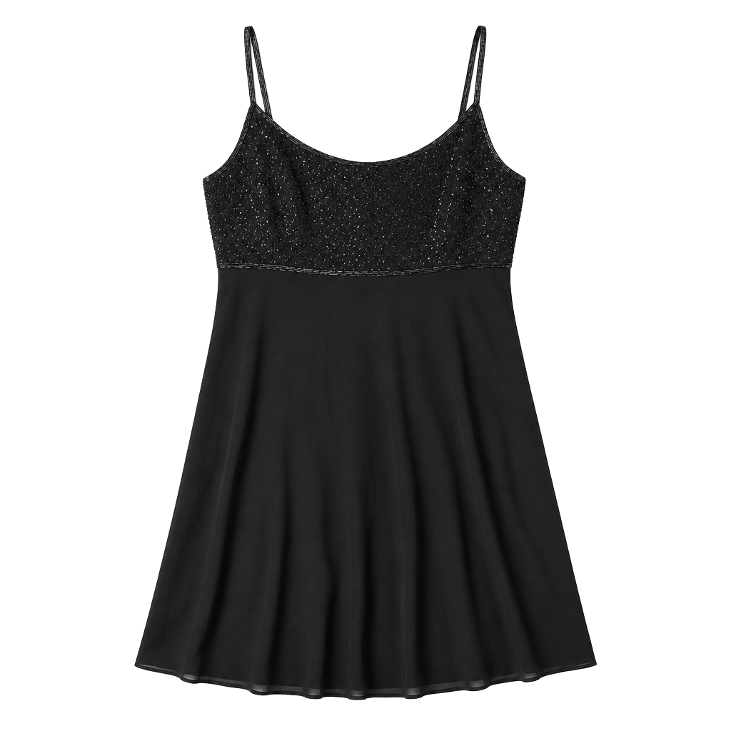 Vintage 90s Cache Black Beaded 100% Silk Dress 1