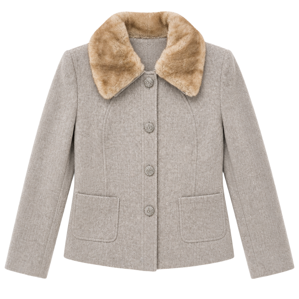 Vintage NWT Nipon Boutique Petite Jacket with Faux Fur Collar Size 14P 1