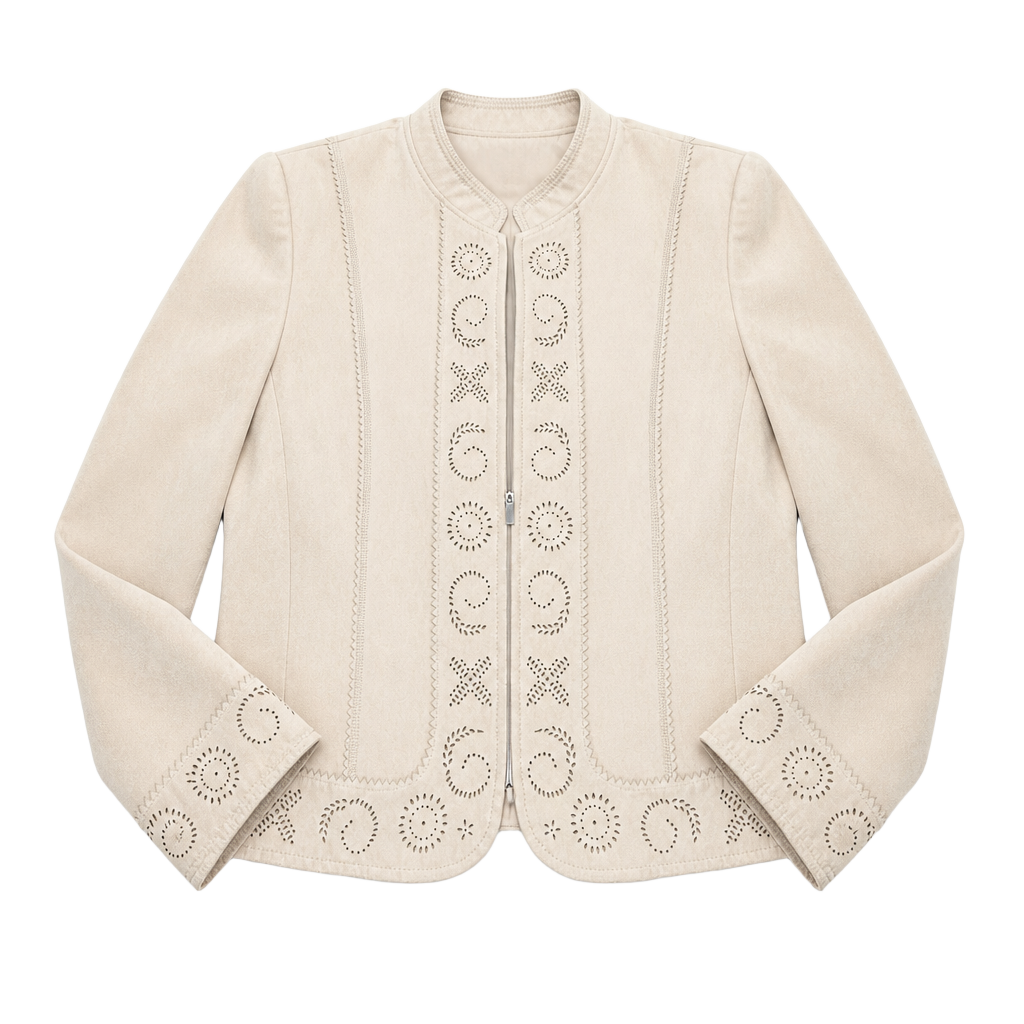 Vintage Conrad C Faux Suede With Cut-outs Women's Zip Up Jacket Size 18 1