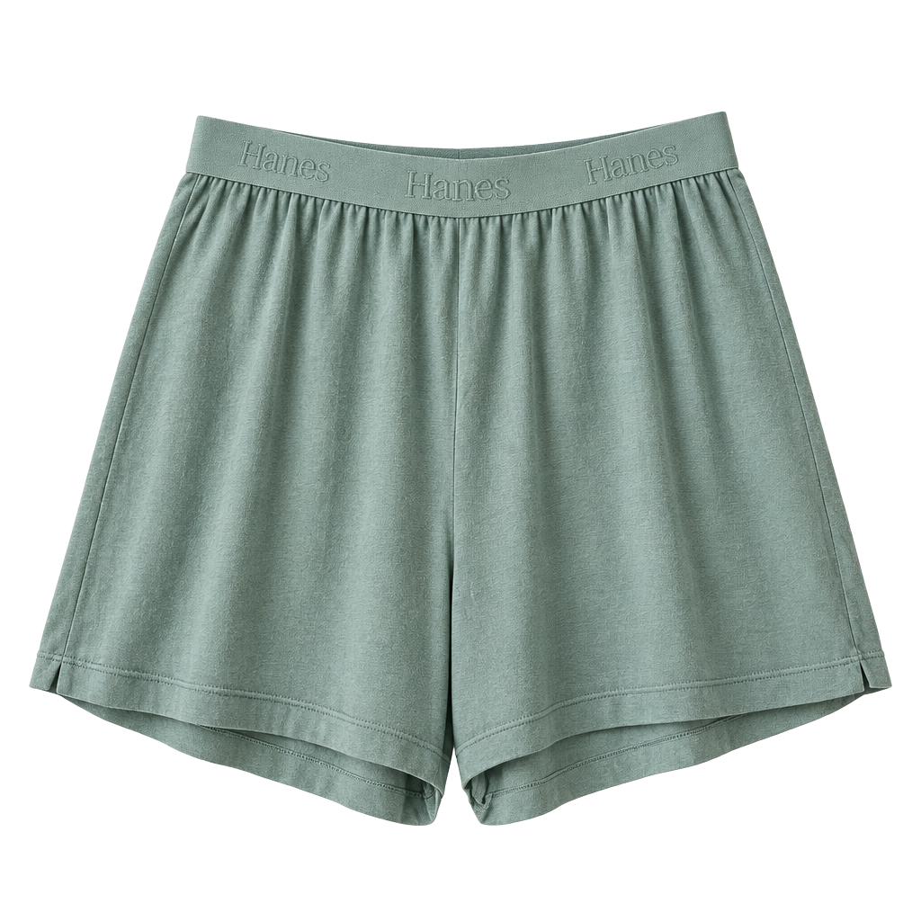 Hanes Cotton Knit Lounge Boxer Shorts Dusty Green Cozy All Season 1