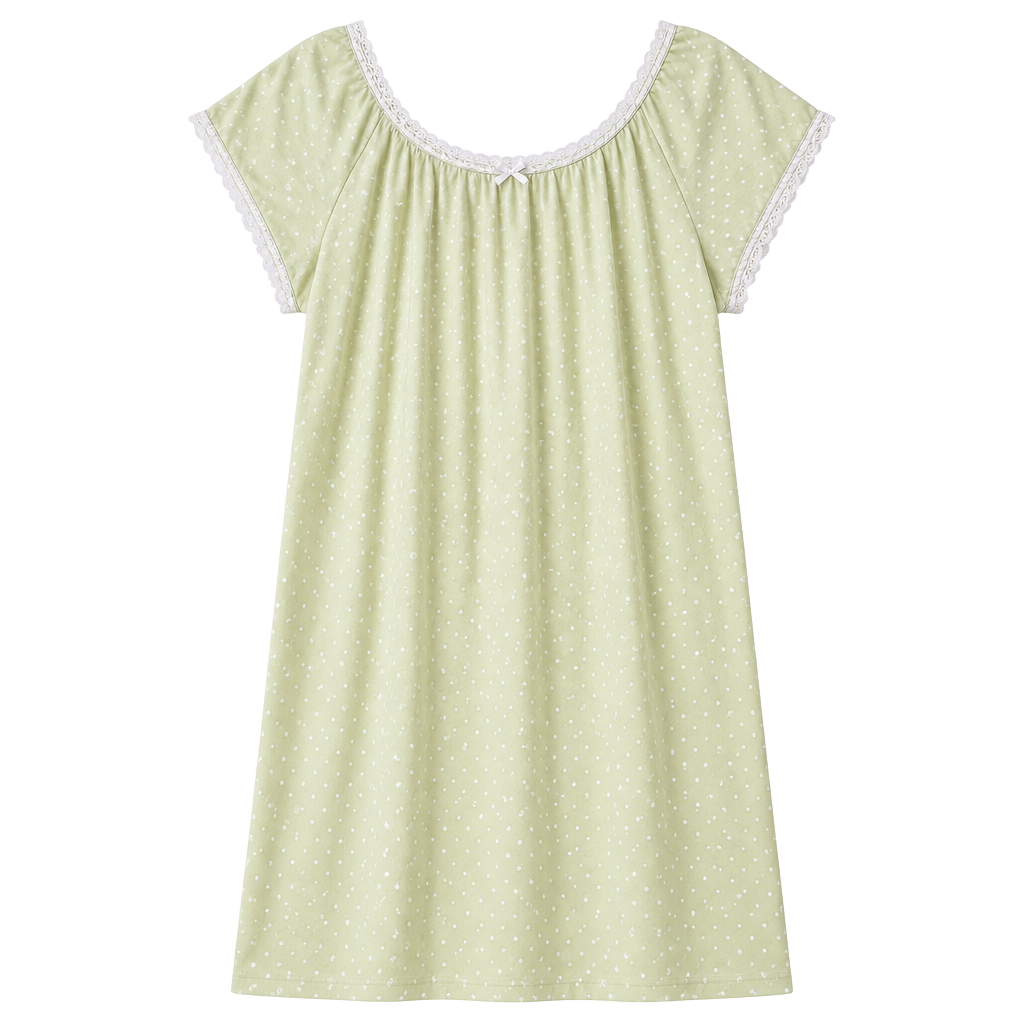 Adorable Delicate Cotton Nightgown Pastel Polka Dot Grandma Cottage 1