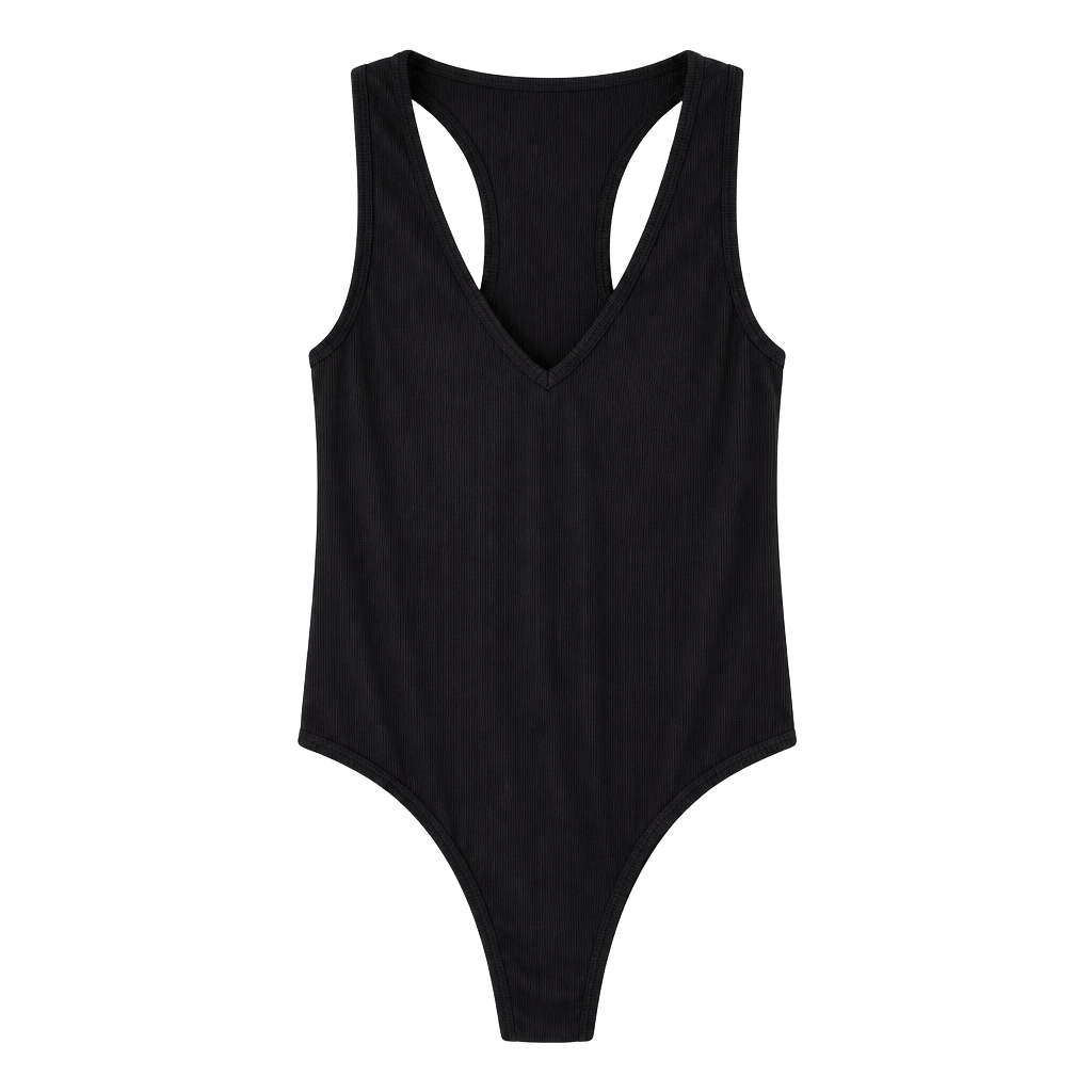 G. Label Bodysuit Black Ribbed Cleangirl Capsule Wardrobe Staple 1