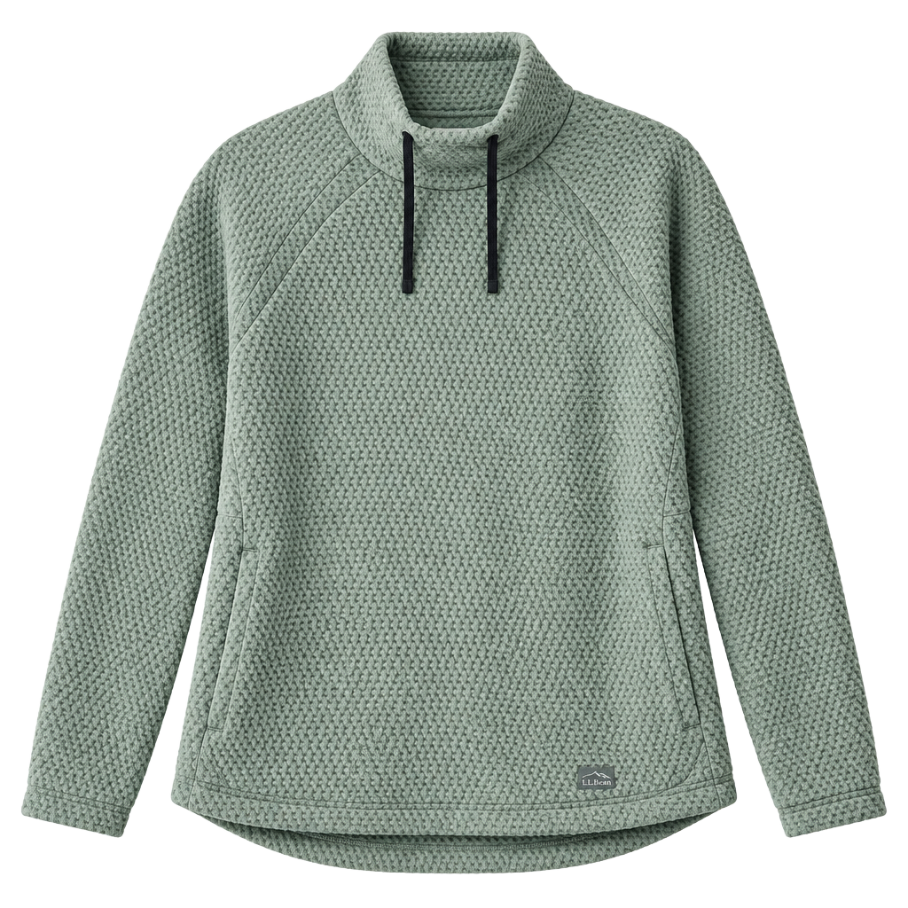 LL Bean Women's Ridgeknit Crossneck Pullover Textured Funnelneck 1