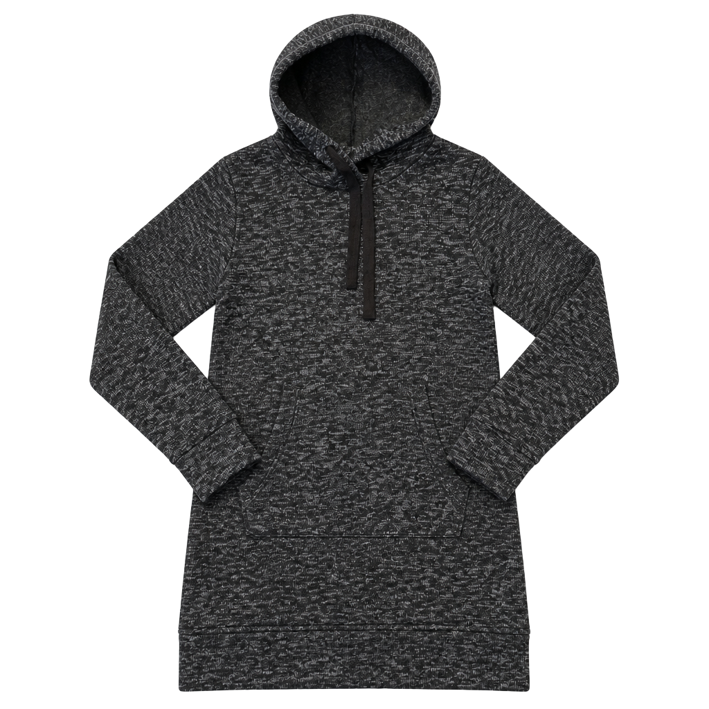 Fabletics Yukon Dress Heathered Black Hooded Sweatshirt Dress 1