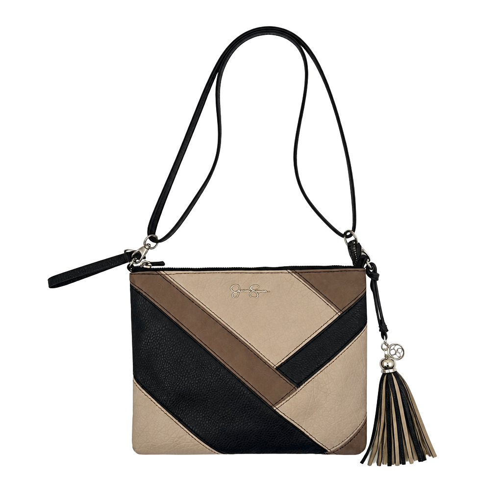 Jessica Simpson Colorblock Tassel Crossbody Wristlet Bag 1