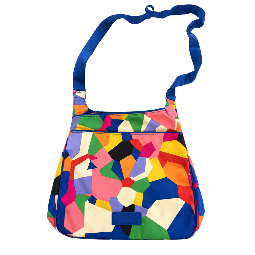 VERA BRADLEY Multicolor Geometric Crossbody Bag - Blue Strap RETIRED 1