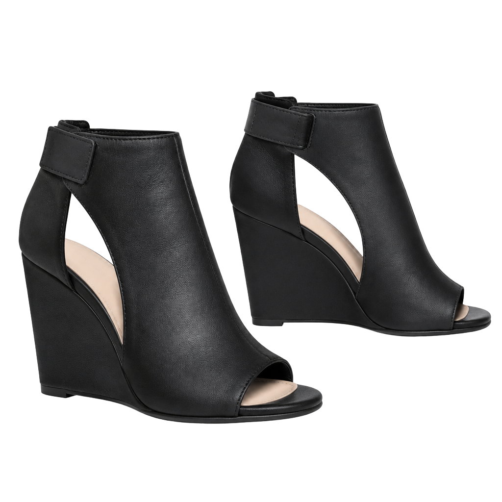 Vince Black Wedge Open Toe Heels 7.5 1
