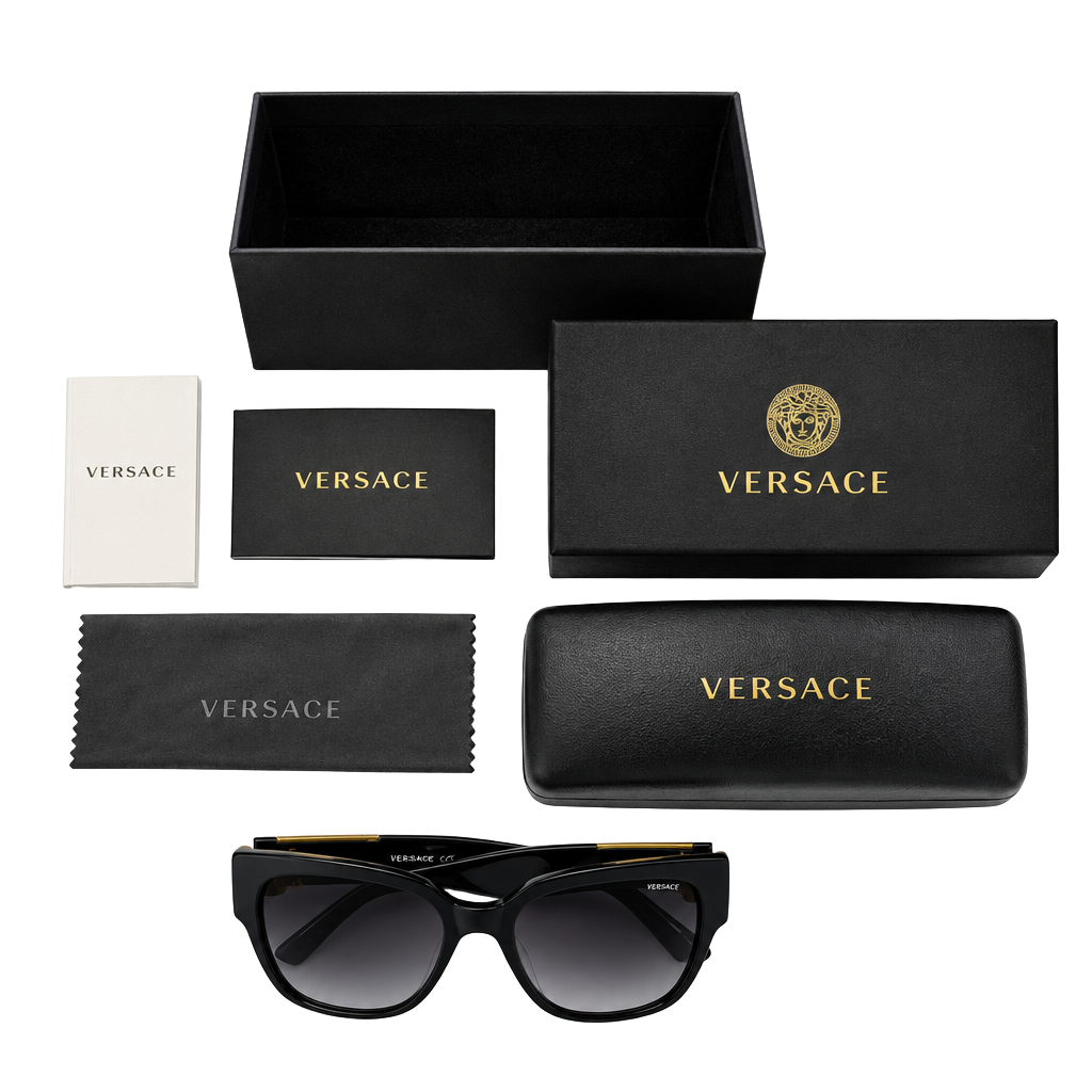Versace Mod 4437 U Size 5420 Black Polarized Sunglasses 1
