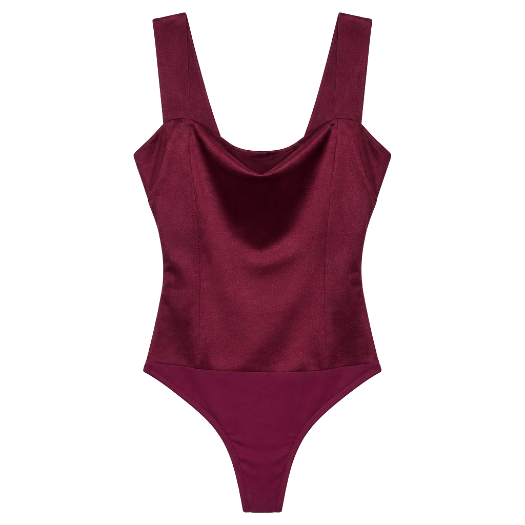 Lulu’s Satin Corset Bodysuit Burgundy Berry XS 1