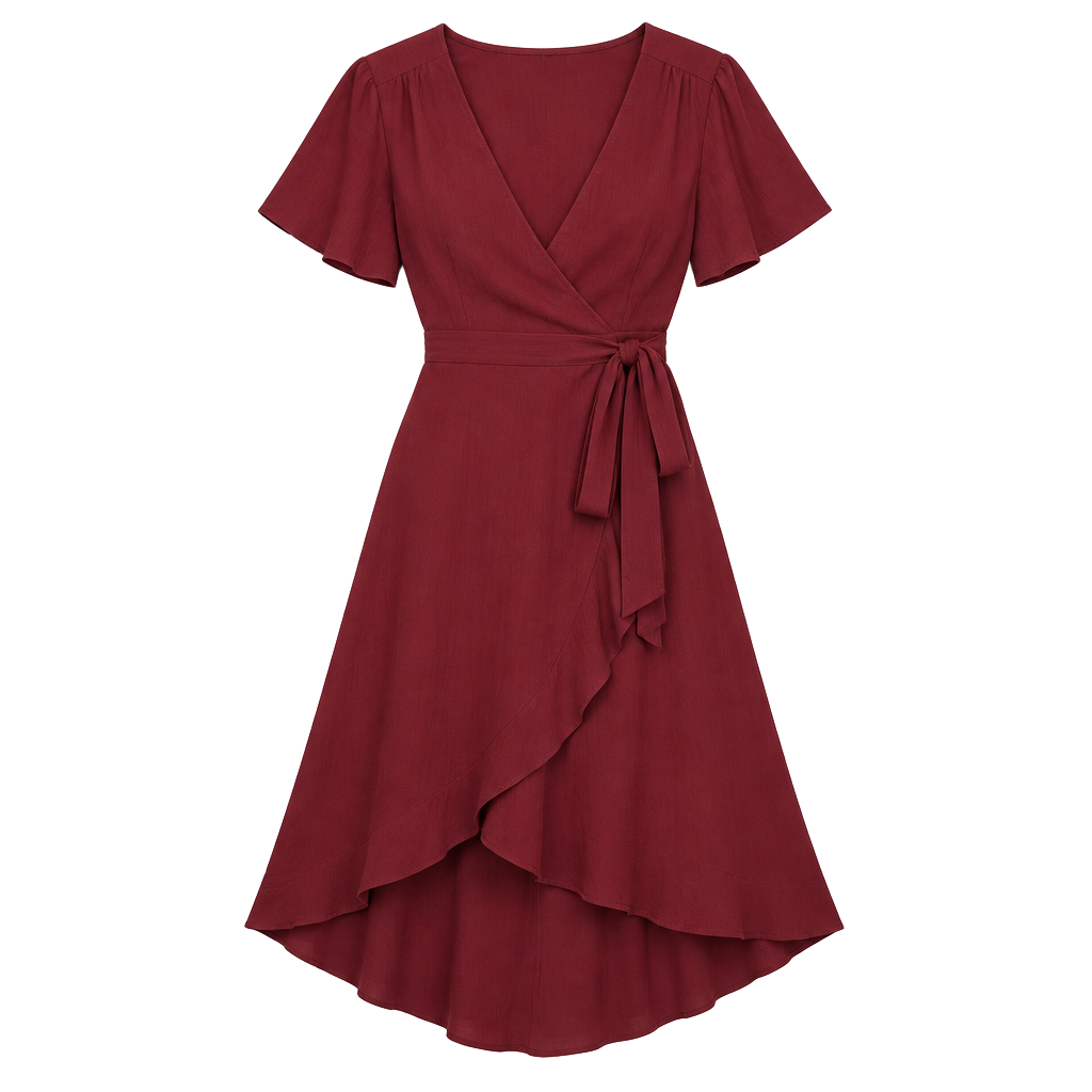 Lulus My Philosophy Burgundy Wrap Dress Size S 1
