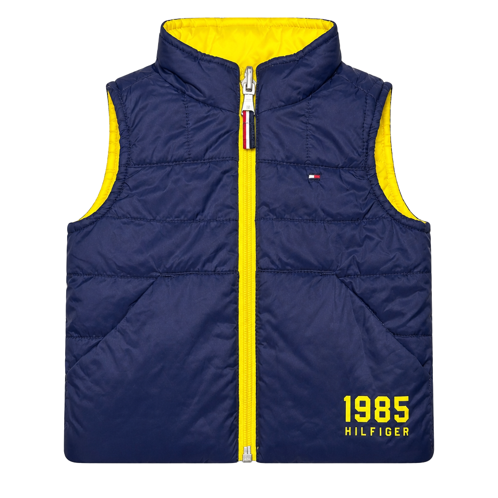 Tommy Hilfiger Reversible Puffer Vest| Navy and Yellow| 12-18M 1