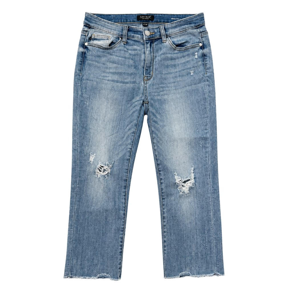 Judy Blue Skinny Fit Capri Distressed Jeans 1