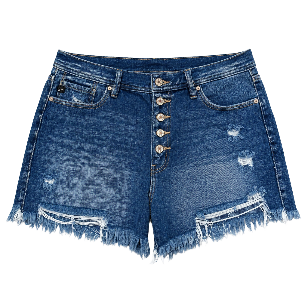 KanCan High Rise Distressed Denim Shorts Size XL 1