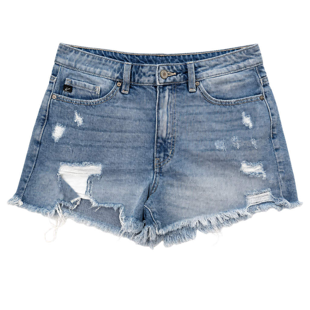 KanCan Women's High Rise Distressed Raw Hem Denim Jean Shorts 1