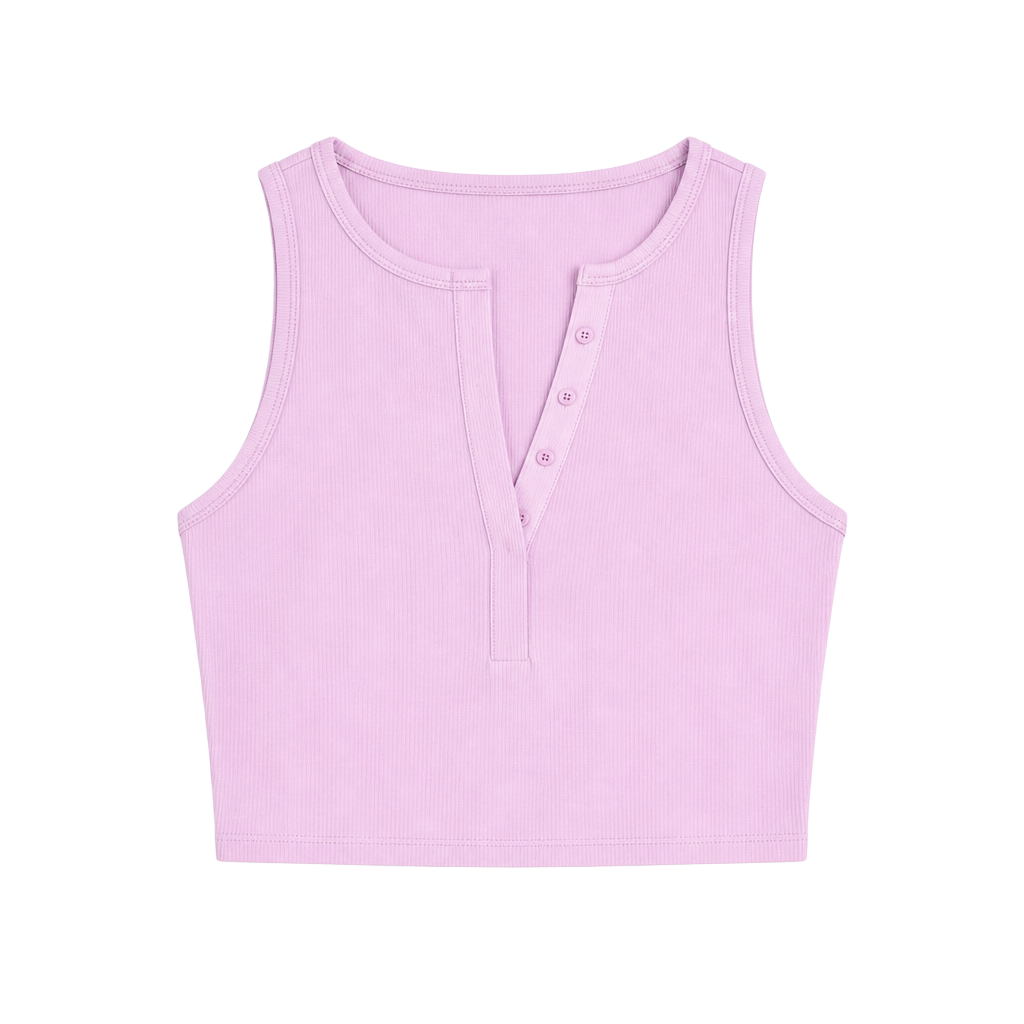YPB Abercrombie & Fitch Women's Cropped Henley Tank Top Purple Size S 1