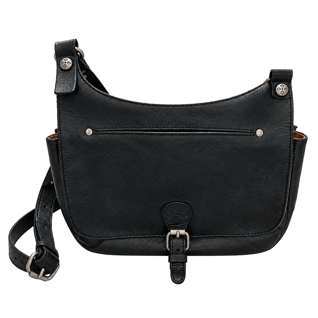 Patricia Nash London Smooth Black Leather Bag Messenger Crossbody 1