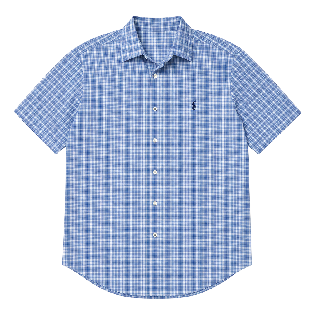 Polo Ralph Lauren Classic Fit Blue Plaid Short Sleeve Button-Down Shirt 1