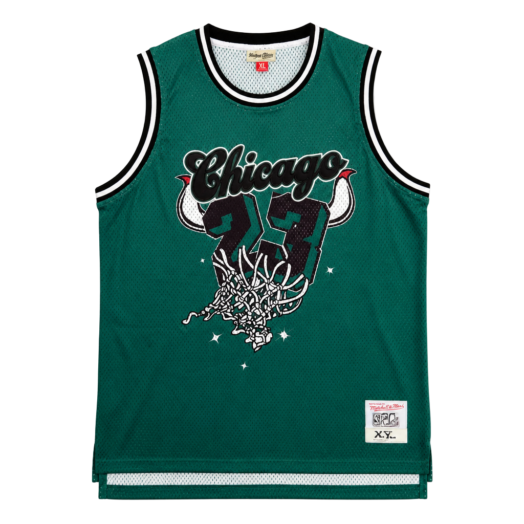 Headgear Classics Nostalgia Co. Jordan #23 Pine Green Chicago Basketball Jersey 1