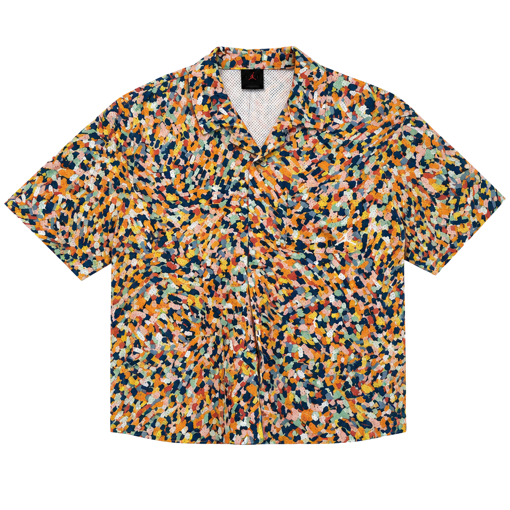 Jordan Brand All-Over Print Mesh Button-Down Shirt Size M 1