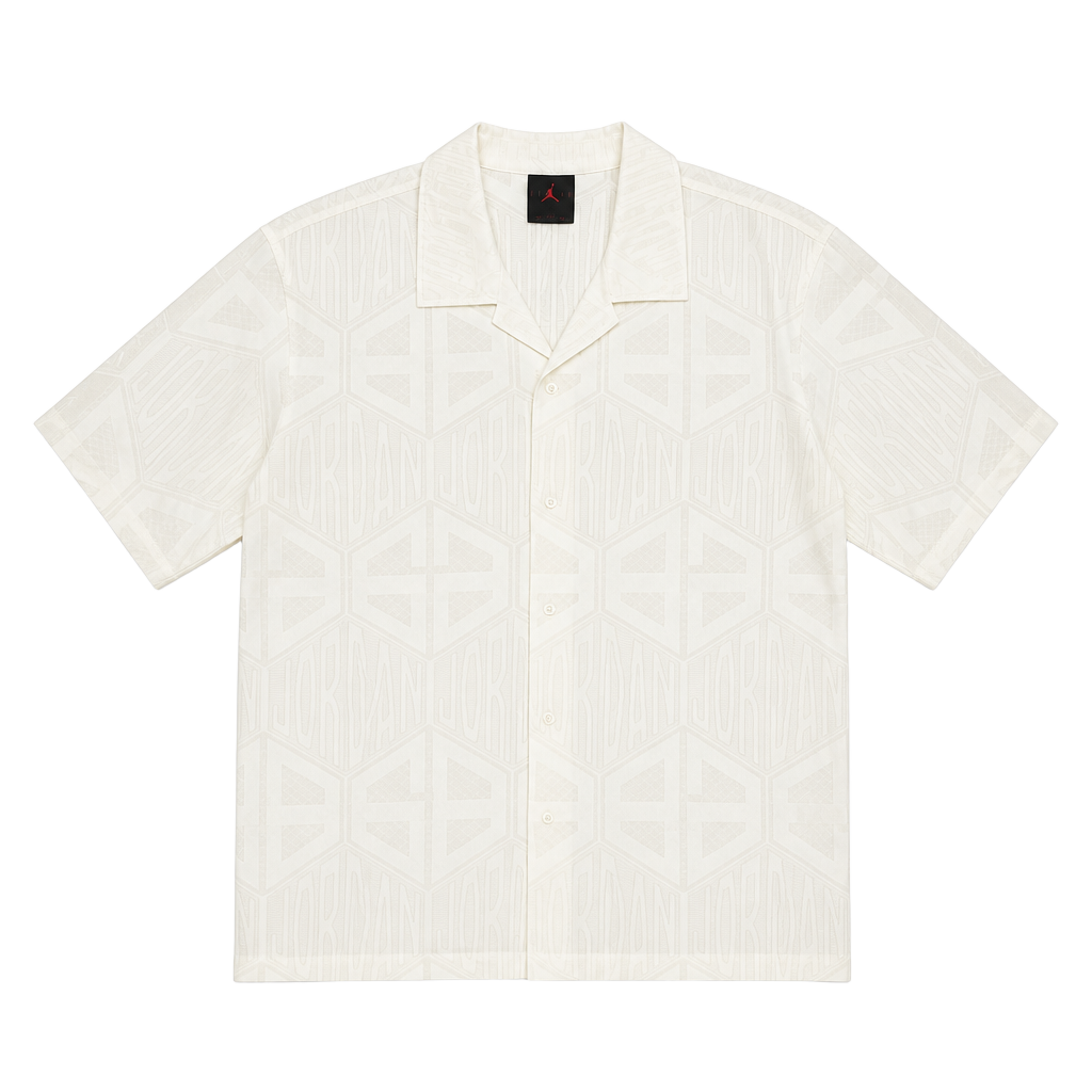 Jordan Flight Short-Sleeve Knit Top Jacquard Button Up Shirt - Sail/White 1