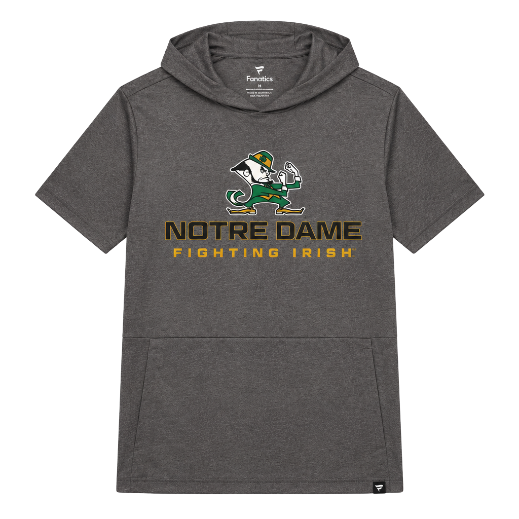 Notre Dame Fighting Irish Fanatics Grey Short Sleeve Hoodie T-Shirt 1