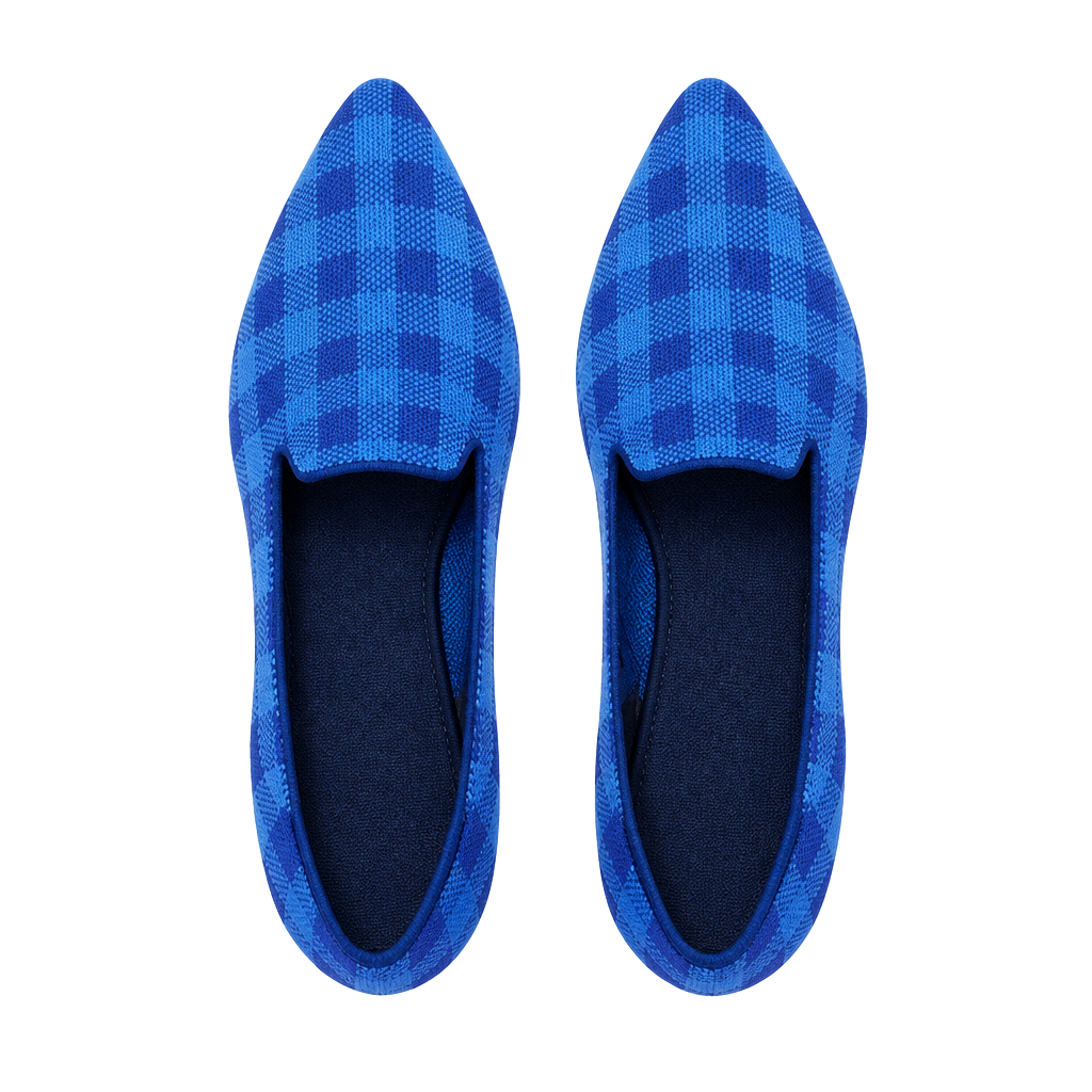 Rothy's The Point Lazuli Gingham Blue Plaid Women's Flat Loafers Size 8.5 US 1