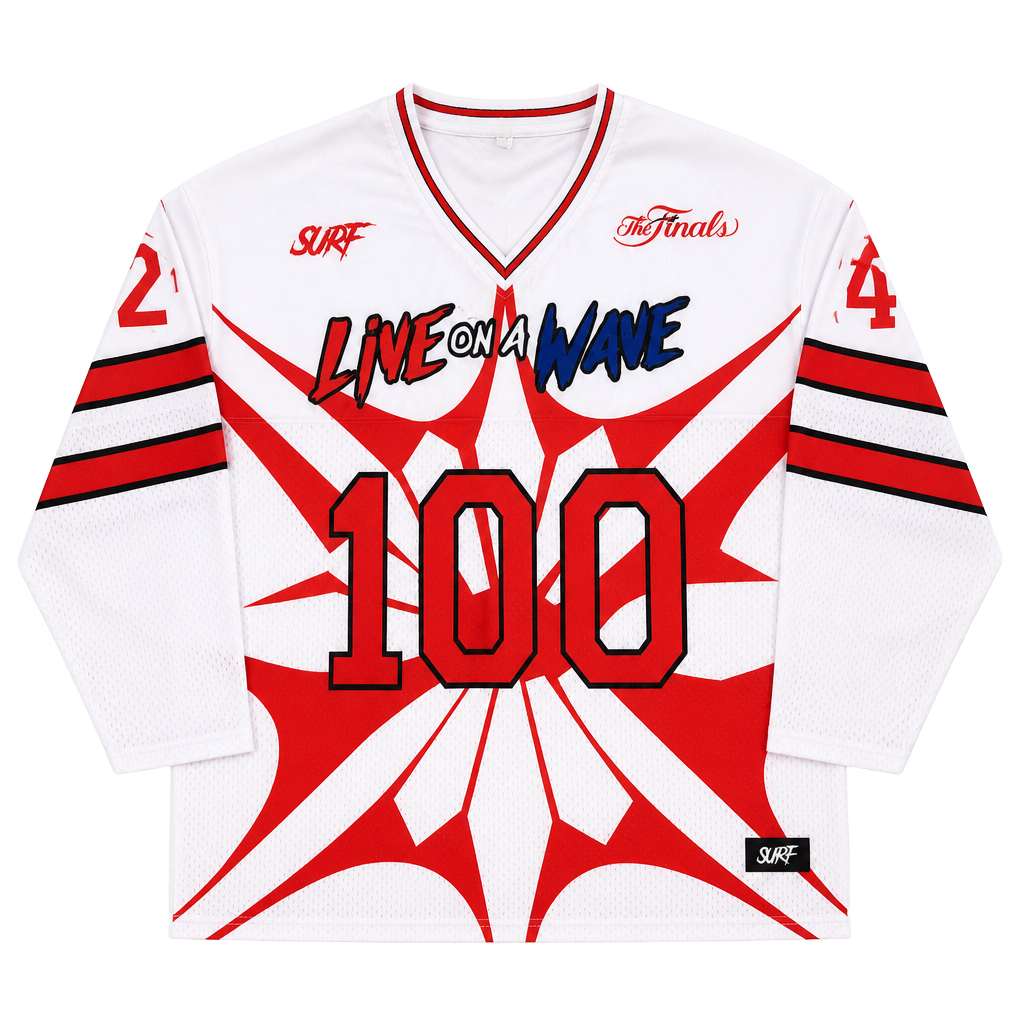 SURF Hockey Jersey Size L White Red Graphic Mesh 1