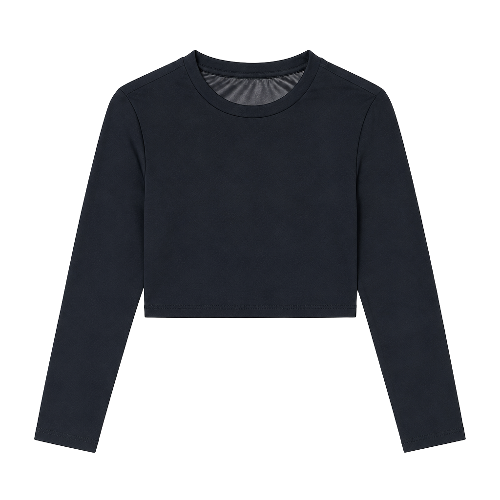 Black Long Sleeve Mesh Back Dragon Graphic Crop Top 1