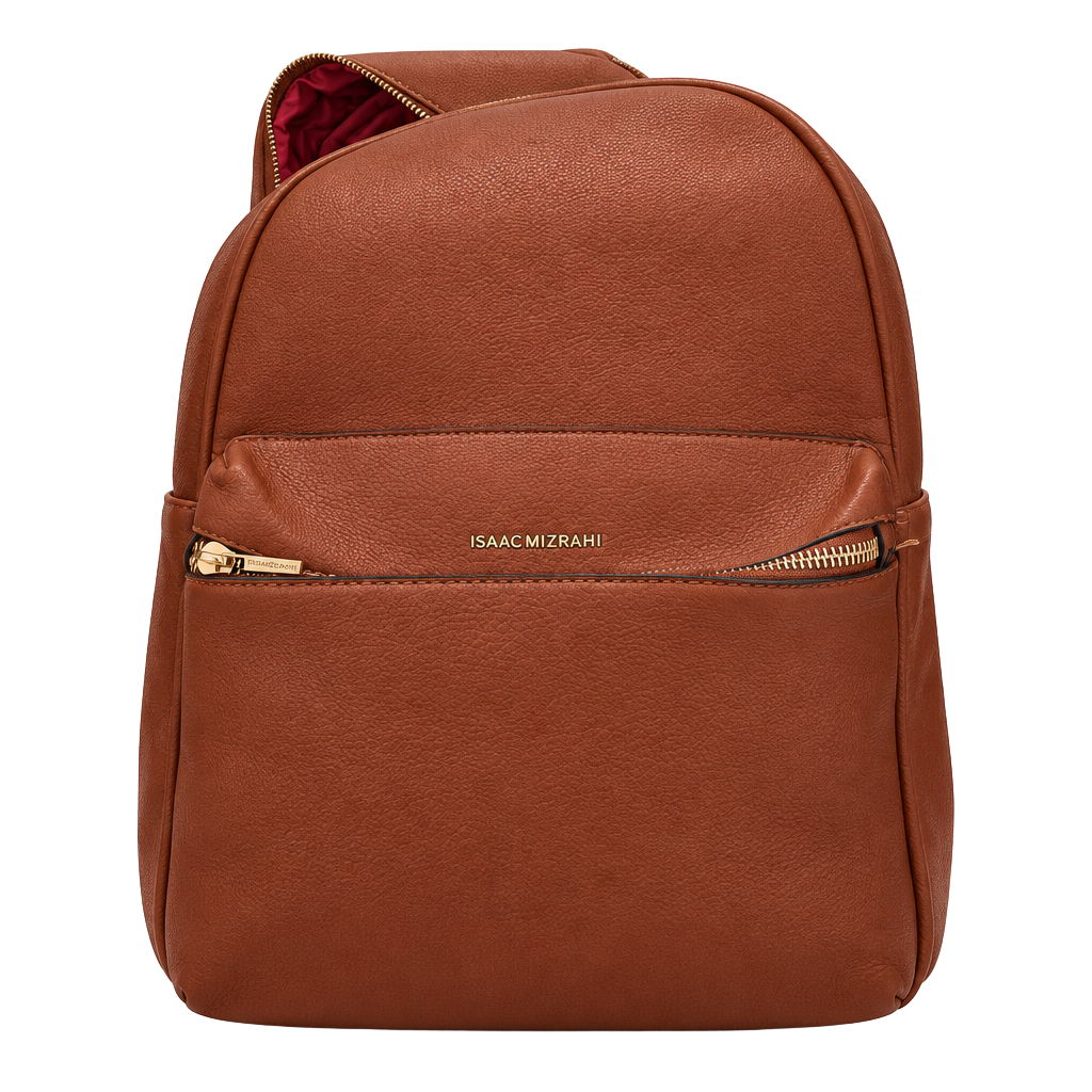Isaac Mizrahi Pebbled Faux Leather Backpack Tan 1