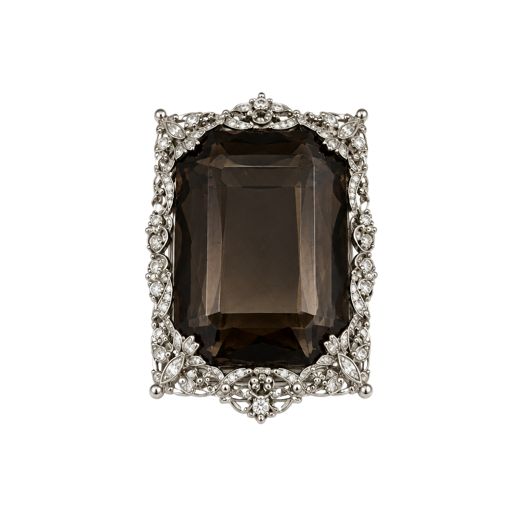 Sarah Coventry Celebrity Smokey Topaz Glass Brooch Pendant 1