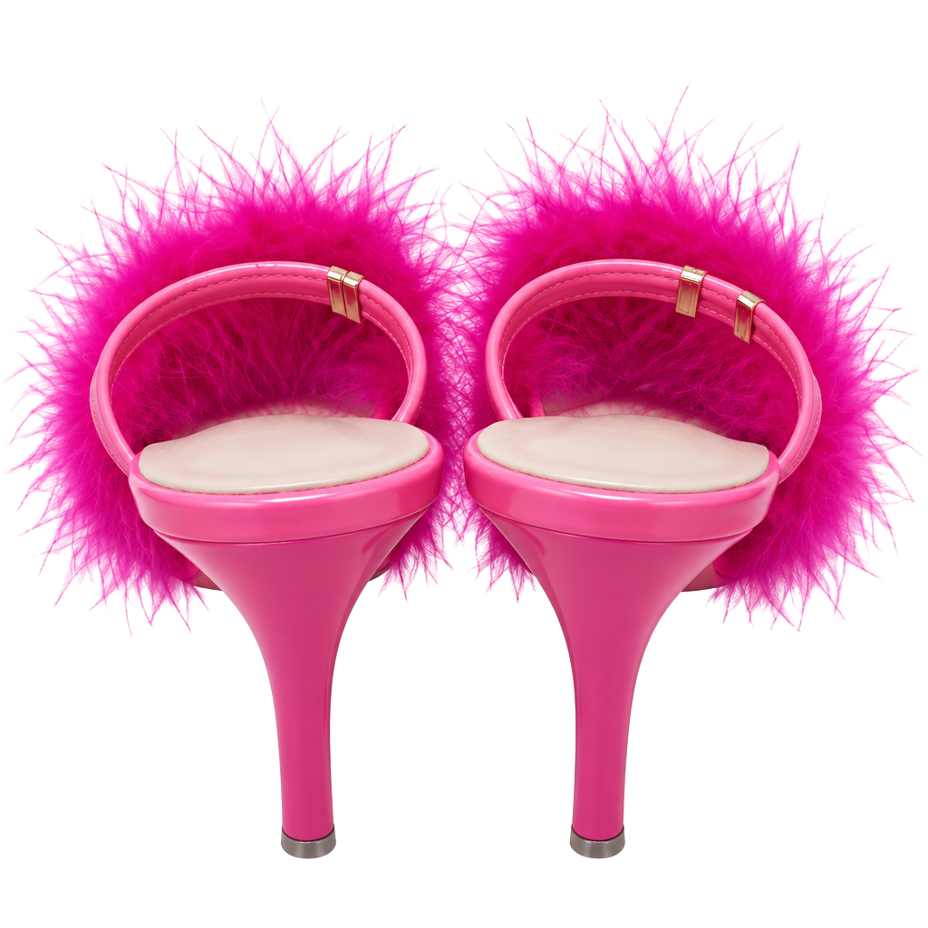 Pink Feather High Heel Mules Size 42 1